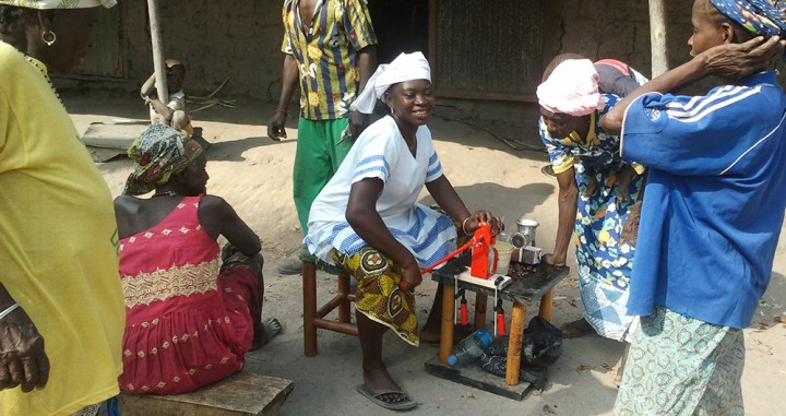 Women using manual press