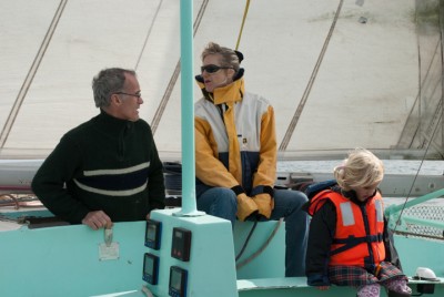 Madadh MacLaine and Alain Guillard sailing